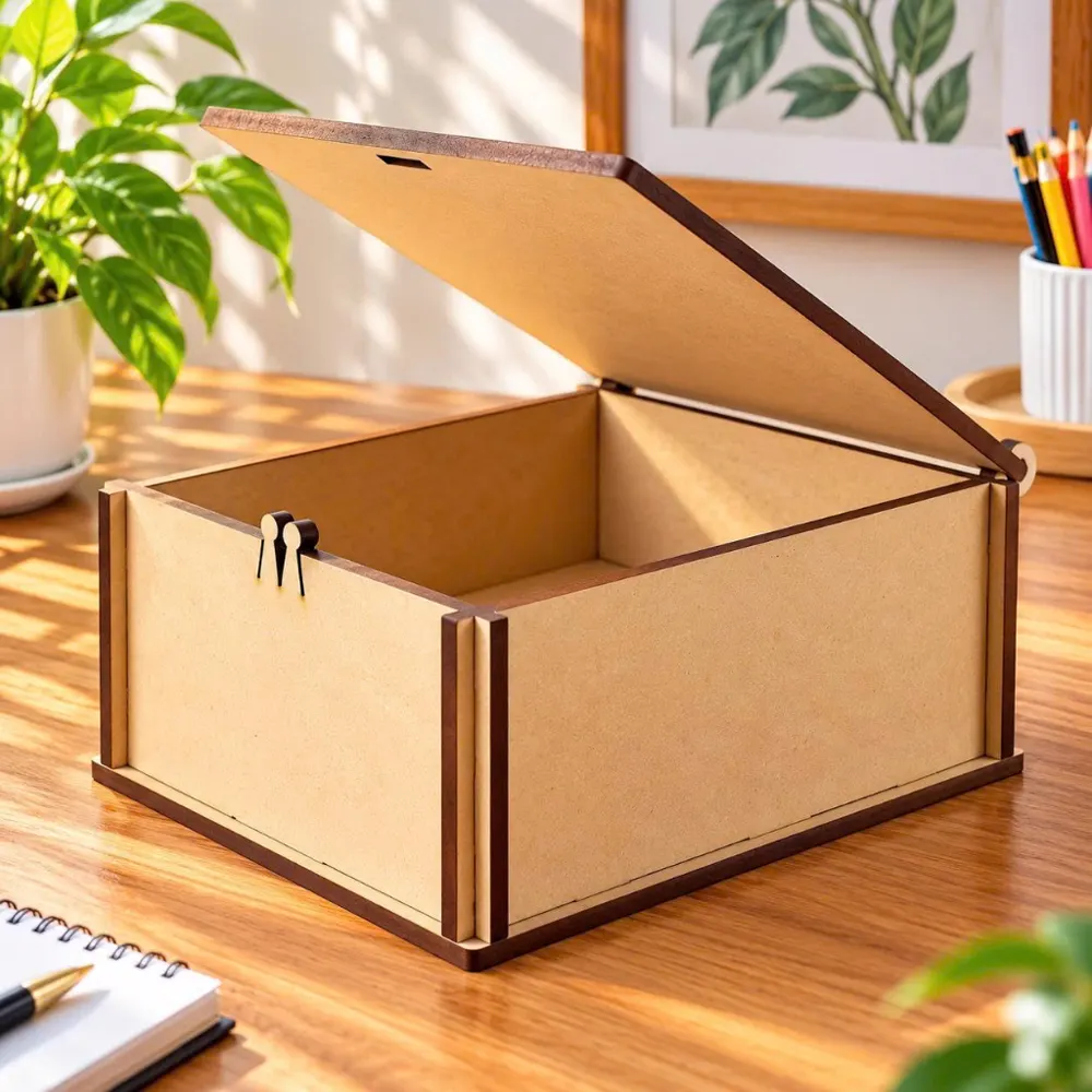 Hộp gỗ nắp gập hình chữ nhật, ảnh 1