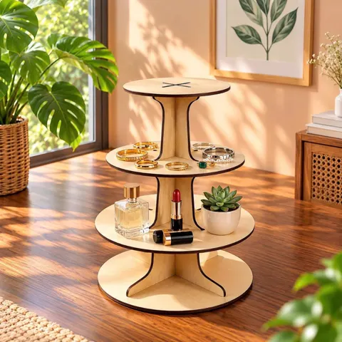 Kệ tròn 3 tầng gỗ MDF lắp ghép, kệ trưng bày bánh cupcake