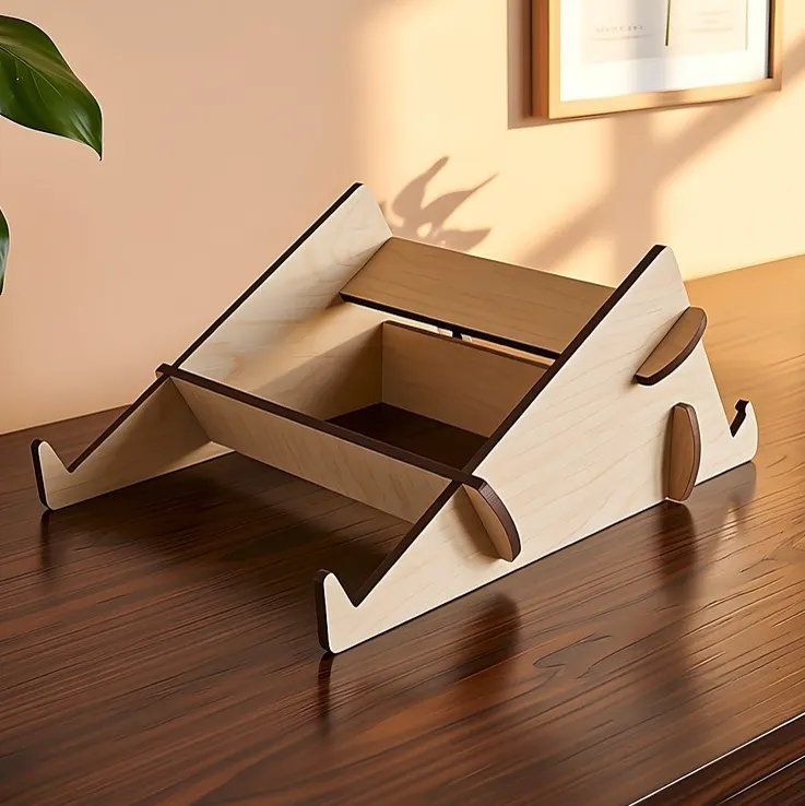 Giá đỡ laptop máy tính bảng gỗ MDF hình nêm lắp ghép, ảnh 1