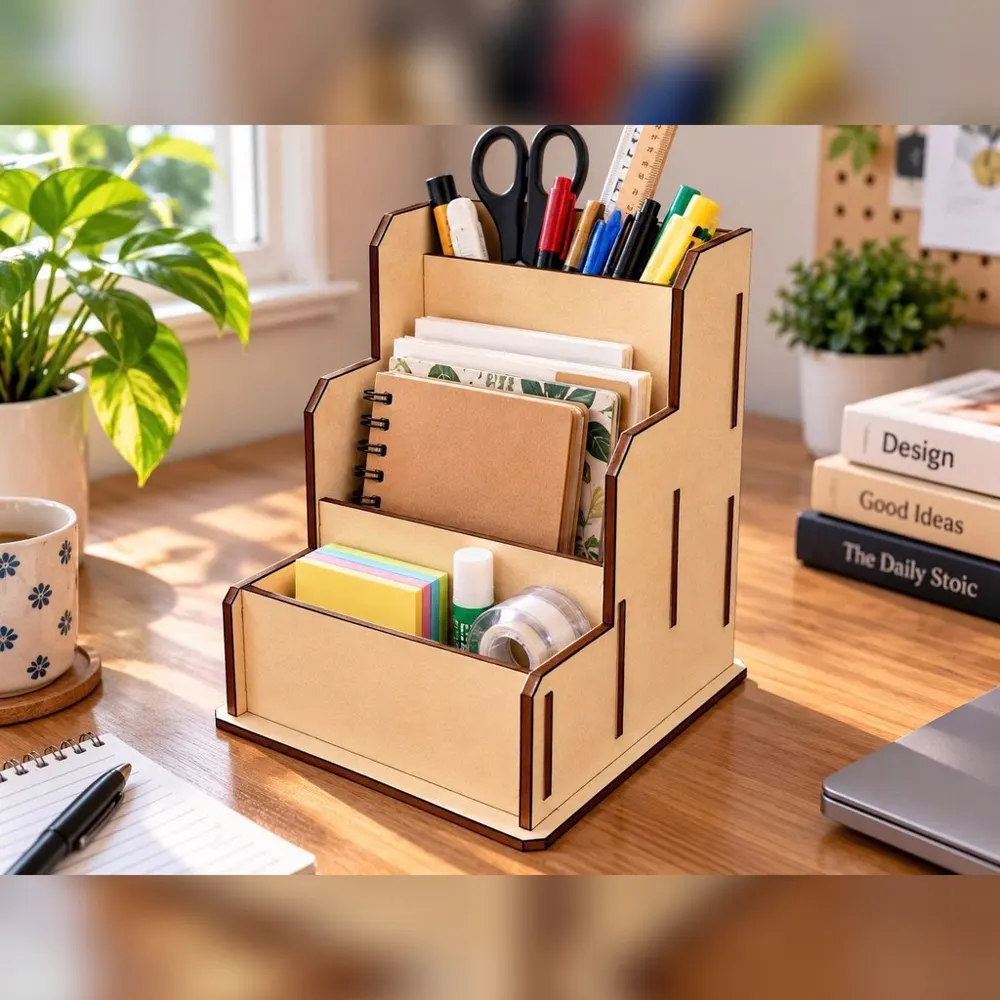 Kệ gỗ đựng đồ dùng cá nhân cho bàn học, bàn làm việc, ảnh 1