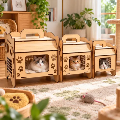 Nhà gỗ xinh cho mèo có quai xách